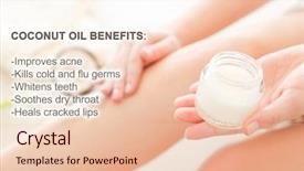  Presentation with coconut oil - Slide deck consisting of skin closeup list of coconut background and a lemonade colored foreground