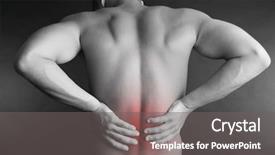  Presentation with back pain - Colorful slide set enhanced with skin disorders - young man with back pain backdrop and a gray colored foreground