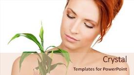  Presentation with sprout - PPT theme having skin graft - closeup picture of woman background and a  colored foreground