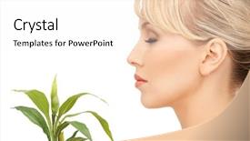  Presentation with sprout - Slide set with skin graft - closeup picture of woman background and a  colored foreground