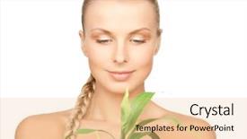  Presentation with sprout - Beautiful PPT theme featuring artificial flowers bouquet arrange for decoration in home backdrop and a coral colored foreground