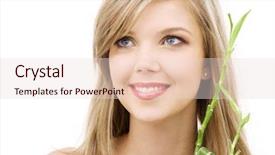  Presentation with blue eyes technology eye scan - PPT theme with skin graft - picture of lovely blue-eyed blonde background and a  colored foreground