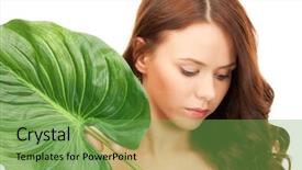  Presentation with green leaf - Colorful PPT layouts enhanced with skin graft - picture of woman with green backdrop and a  colored foreground