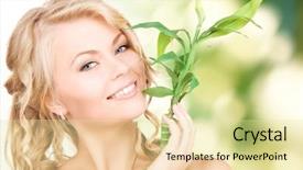  Presentation with sprout - Cool new PPT theme with skin graft - picture of woman with sprout backdrop and a  colored foreground