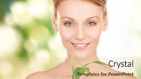  Presentation with sprout - Cool new presentation theme with skin graft - picture of woman with sprout backdrop and a lemonade colored foreground