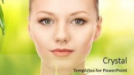  Presentation with abstract spring green - Amazing presentation theme having skin graft - picture of woman with sprout backdrop and a  colored foreground
