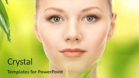  Presentation with sprout - Beautiful theme featuring skin graft - picture of woman with sprout backdrop and a  colored foreground