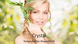  Presentation with abstract spring green - Cool new presentation theme with skin graft - picture of woman with sprout backdrop and a  colored foreground