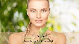  Presentation with abstract spring green - Presentation theme having skin graft - picture of woman with sprout background and a coral colored foreground