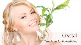  Presentation with sprout - Presentation theme consisting of skin graft - picture of woman with sprout background and a  colored foreground