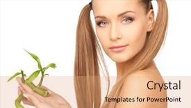  Presentation with sprout - Colorful presentation theme enhanced with skin graft - picture of woman with sprout backdrop and a  colored foreground