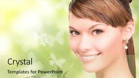 Presentation with butterflies - Presentation theme featuring skin graft - woman with sprout and butterflies background and a soft green colored foreground