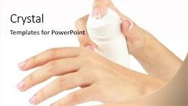  Presentation with cream - Beautiful slide set featuring skin healing - woman applying cream on hands backdrop and a  colored foreground