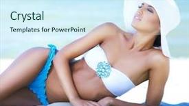  Presentation with woman body - Presentation design having skin health - gorgeous young woman with perfect background and a cool aqua colored foreground
