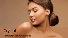  Presentation with beautiful skin - Slides with skin human - bright closeup portrait picture background and a coral colored foreground