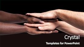  Presentation with pile - Audience pleasing PPT theme consisting of skin human - multiracial hands together forming backdrop and a  colored foreground