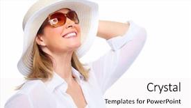  Presentation with senior hunger - Beautiful presentation featuring skin human - senior woman wearing sunglasses backdrop and a white colored foreground