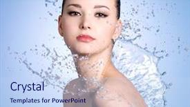  Presentation with fresh water - Cool new PPT theme with skin in splashes of water backdrop and a sky blue colored foreground