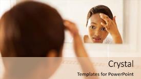  Presentation with skin infection - Presentation consisting of skin infection - african girl checking her face background and a lemonade colored foreground