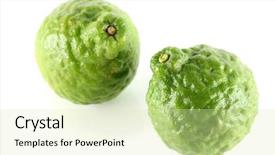  Presentation with asian food - Colorful presentation design enhanced with shiny kaffir lime fruit backdrop and a soft green colored foreground