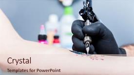  Presentation with tattoo - Beautiful theme featuring skin occupational - close-up of the hand backdrop and a lemonade colored foreground