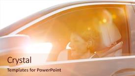  Presentation with mature students sitting at desks - Slide deck featuring skin occupational - mature businesswoman sitting in car background and a coral colored foreground