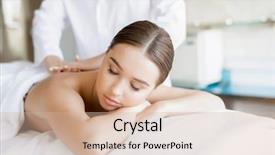  Presentation with spa meditation relaxing - Theme with skin occupational - relaxed young woman lying background and a soft green colored foreground