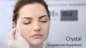  Presentation with salon - Cool new presentation theme with skin occupational - young beautiful woman making permanent backdrop and a lemonade colored foreground