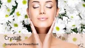  Presentation with skin and wound healing - Amazing PPT theme having skin of face over flower backdrop and a coral colored foreground