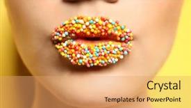  Presentation with lips - Amazing slide set having skin pearl - lips of beautiful young woman backdrop and a coral colored foreground