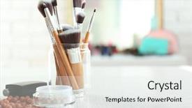  Presentation with cosmetics - Colorful PPT theme enhanced with skin pearl - set of decorative cosmetics backdrop and a white colored foreground