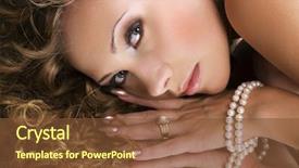  Presentation with jewelry - Audience pleasing PPT theme consisting of skin pearl - woman with jewelry backdrop and a tawny brown colored foreground
