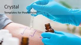  Presentation with allergy - Slides with skin prick allergy test background and a light blue colored foreground