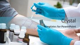  Presentation with allergy - PPT layouts with seminar - microphone announcement mic broadcast recording background and a ocean colored foreground.