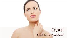  Presentation with self - Audience pleasing PPT layouts consisting of skin rash - young beautiful woman scraching her backdrop and a lemonade colored foreground