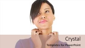  Presentation with self - Slide set with skin rash - young beautiful woman scratching her background and a coral colored foreground