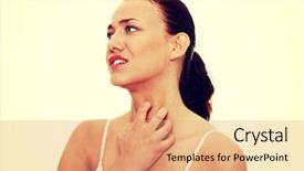  Presentation with neck femur - Slide deck having skin rash - young beautiful woman scratching her background and a coral colored foreground