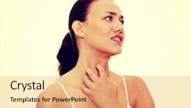  Presentation with beautiful skin - Theme featuring skin rash - young beautiful woman scratching her background and a coral colored foreground