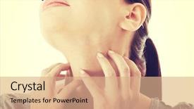  Presentation with lactation young woman breastfeeding - Slides having skin rash - young caucasian woman is scratching background and a coral colored foreground