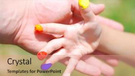  Presentation with skin color - Colorful slide deck enhanced with skin sense - color on hands kid backdrop and a coral colored foreground