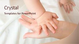  Presentation with mother baby - Slides with skin sense - hands of small baby background and a lemonade colored foreground