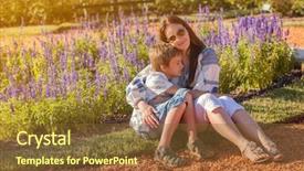  Presentation with mother son flowers - PPT theme consisting of skin sense - mother with son background and a tawny brown colored foreground