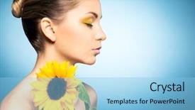  Presentation with beautiful skin - Amazing PPT layouts having skin sense - portrait of beautiful woman backdrop and a  colored foreground