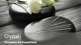  Presentation with needles - Audience pleasing theme consisting of skin system - acupuncture needles with stones backdrop and a gray colored foreground
