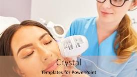  Presentation with skin - Audience pleasing theme consisting of skin-tightening-on-a-woman backdrop and a coral colored foreground