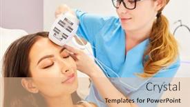  Presentation with radio - Amazing slide deck having skin-tightening-on-a-woman backdrop and a coral colored foreground