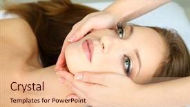 Presentation with facial - PPT theme consisting of skin treatment - beautiful young woman during facial background and a  colored foreground