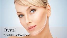  Presentation with cosmetic surgery - Cool new PPT layouts with skin treatment - picture of beautiful woman ready backdrop and a coral colored foreground