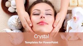  Presentation with face massage spa skin - PPT layouts having skin treatment - spa massage beauty girl getting background and a coral colored foreground