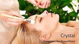  Presentation with facial - PPT theme having tail lamb s tail horse background and a violet colored foreground.